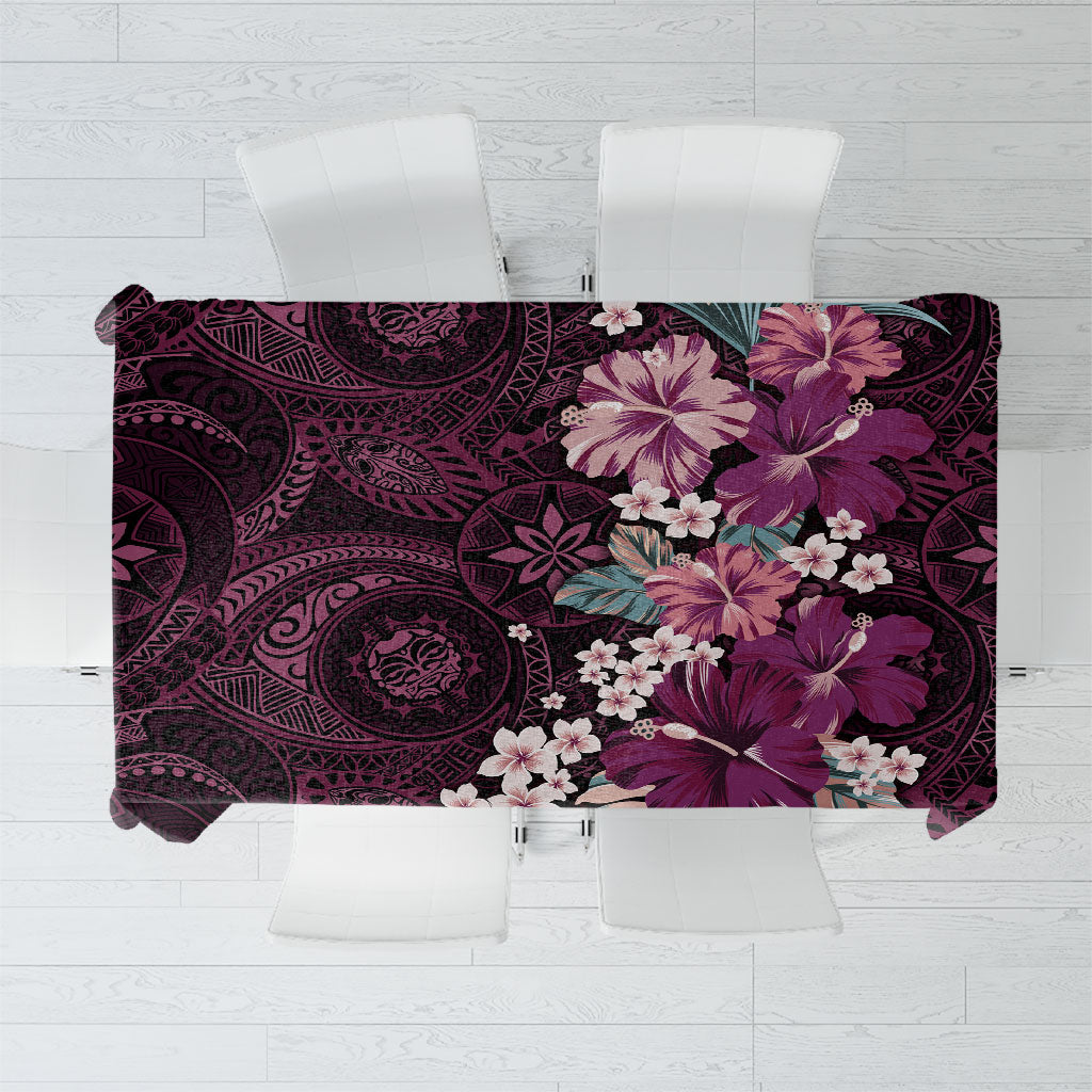 Poni Mama Hawai'i Hibiscus Tablecloth Polynesian Tribal Tattoo Pattern Floral Elements LT9 Pink - Polynesian Pride