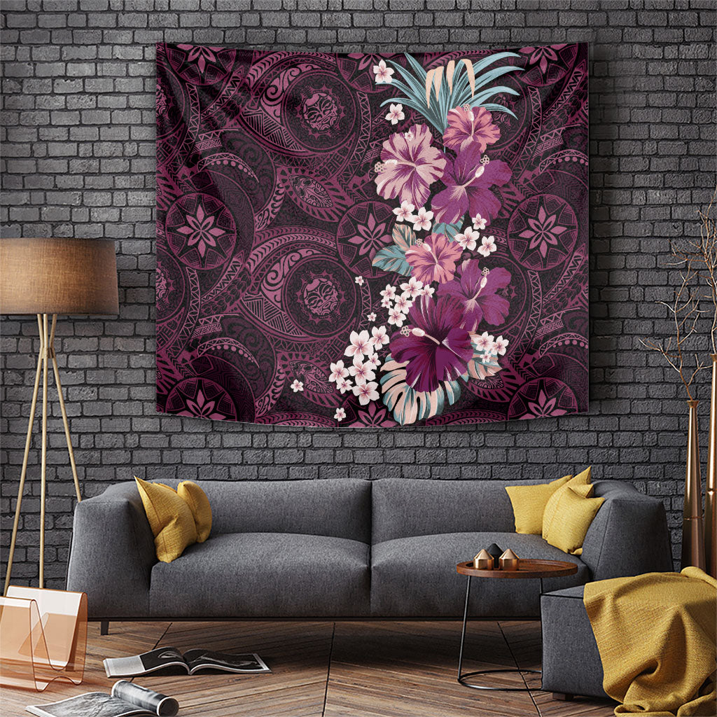 Poni Mama Hawai'i Hibiscus Tapestry Polynesian Tribal Tattoo Pattern Floral Elements