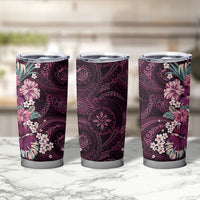 Poni Mama Hawai'i Hibiscus Tumbler Cup Polynesian Tribal Tattoo Pattern Floral Elements