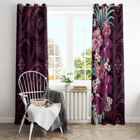 Poni Mama Hawai'i Hibiscus Window Curtain Polynesian Tribal Tattoo Pattern Floral Elements