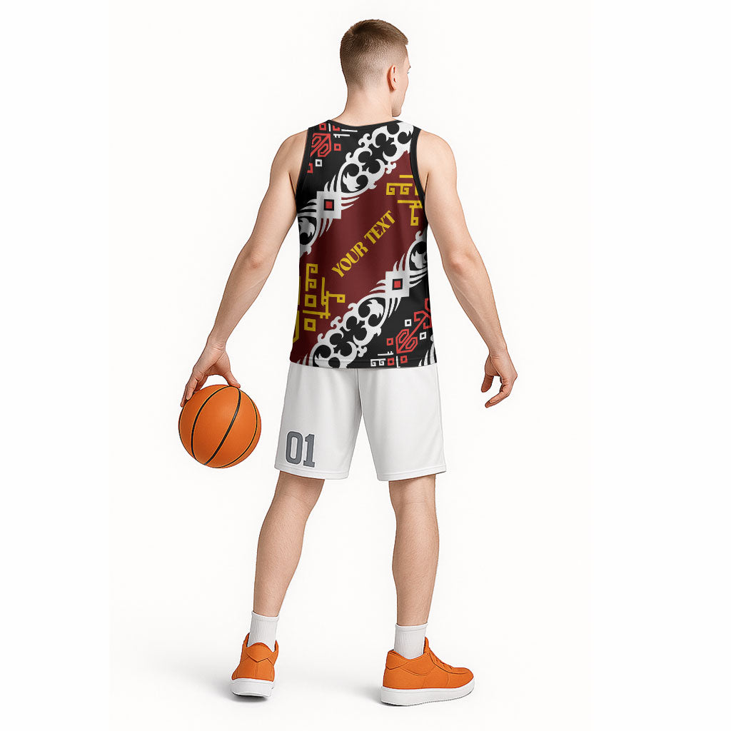 Personalised Papua New Guinea Bird Drum Basketball Jersey Papuan Batik Motif