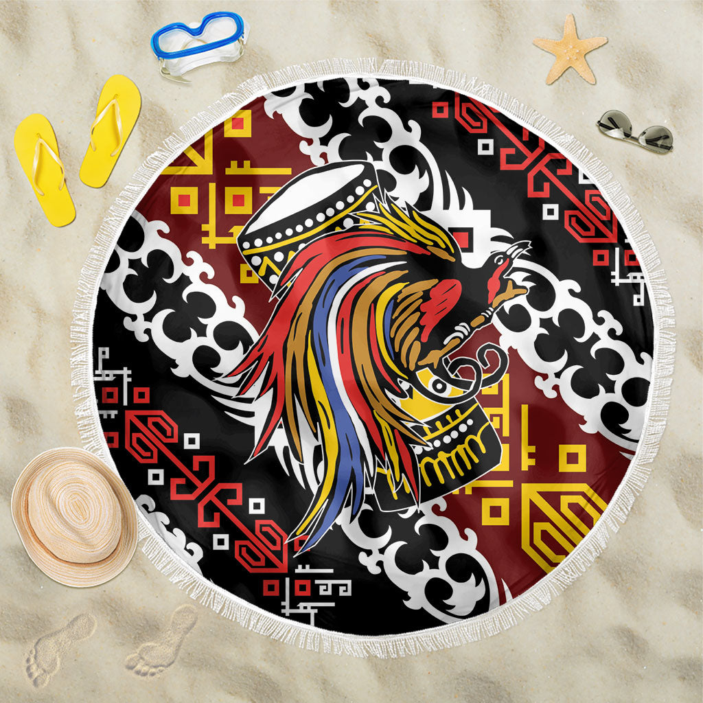 Papua New Guinea Bird Drum Beach Blanket Papuan Batik Motif