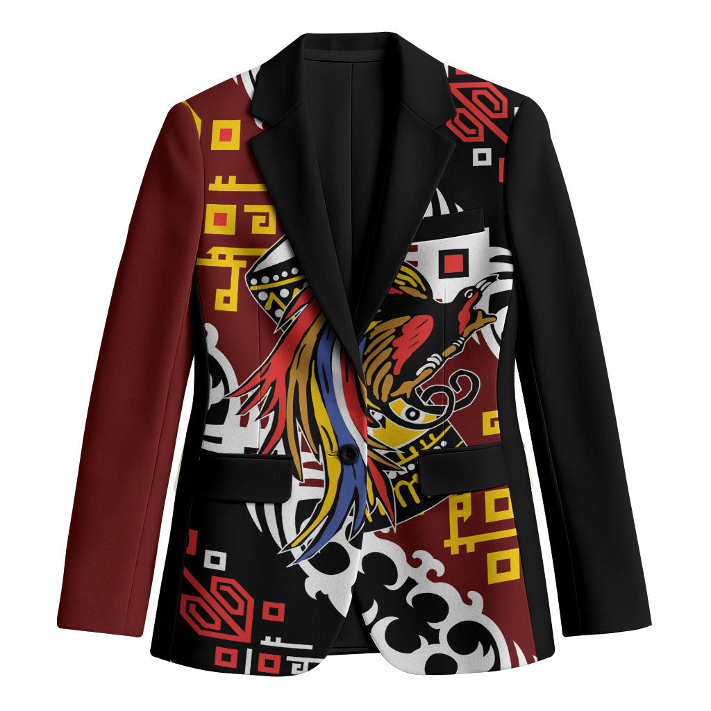 Personalised Papua New Guinea Bird Drum Blazer Papuan Batik Motif LT9 Unisex Black - Polynesian Pride