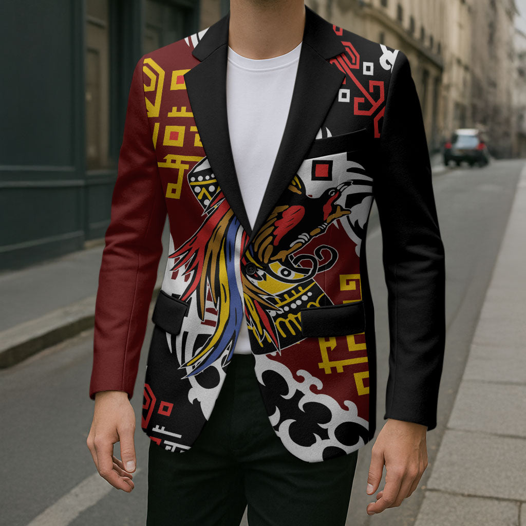 Personalised Papua New Guinea Bird Drum Blazer Papuan Batik Motif