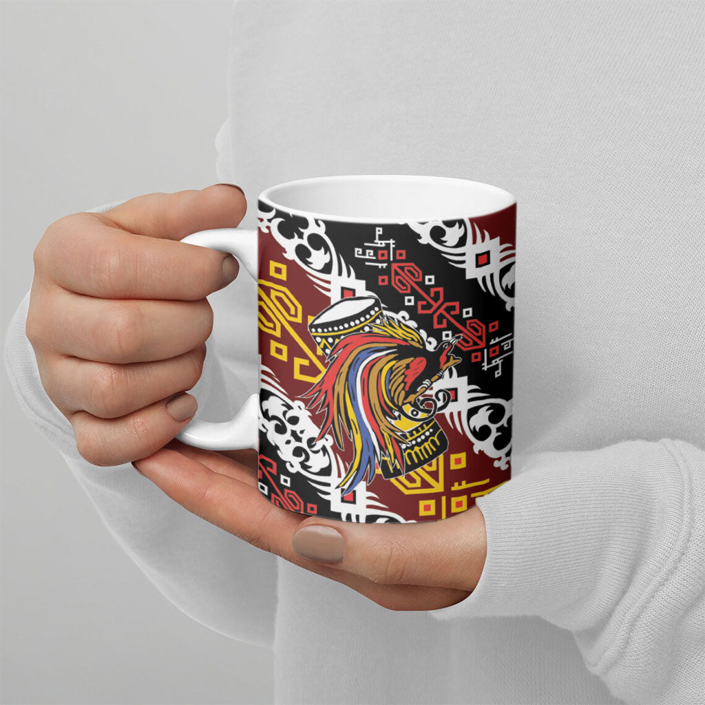 Papua New Guinea Bird Drum Ceramic Mug Papuan Batik Motif