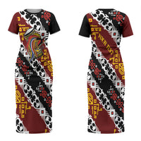 Personalised Papua New Guinea Bird Drum Couples Matching Short Sleeve Bodycon Dress and Long Sleeve Button Shirt Papuan Batik Motif