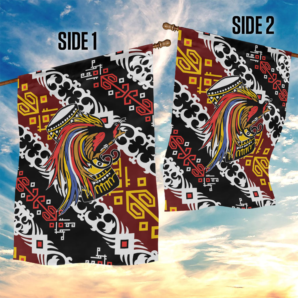 Papua New Guinea Bird Drum Garden Flag Papuan Batik Motif
