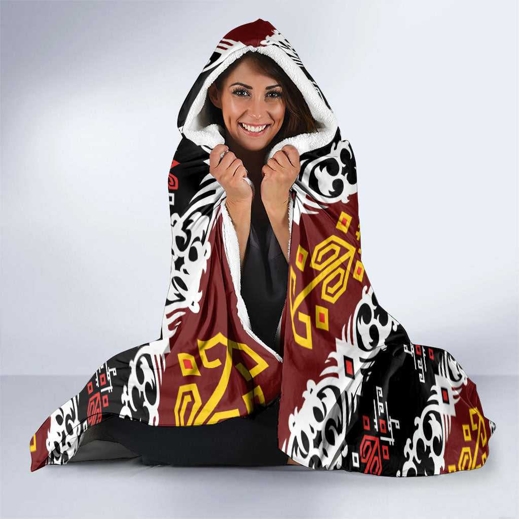 Papua New Guinea Bird Drum Hooded Blanket Papuan Batik Motif