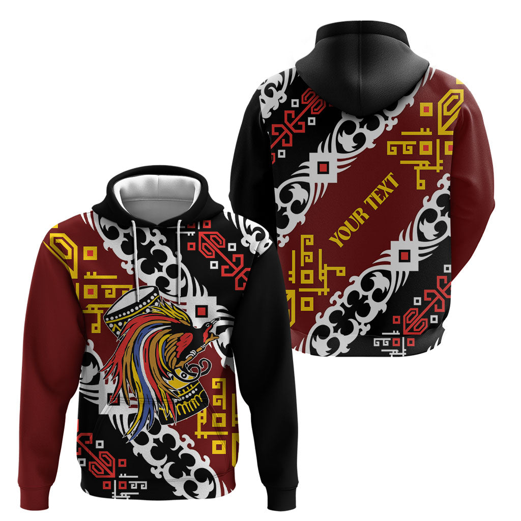 Personalised Papua New Guinea Bird Drum Hoodie Papuan Batik Motif