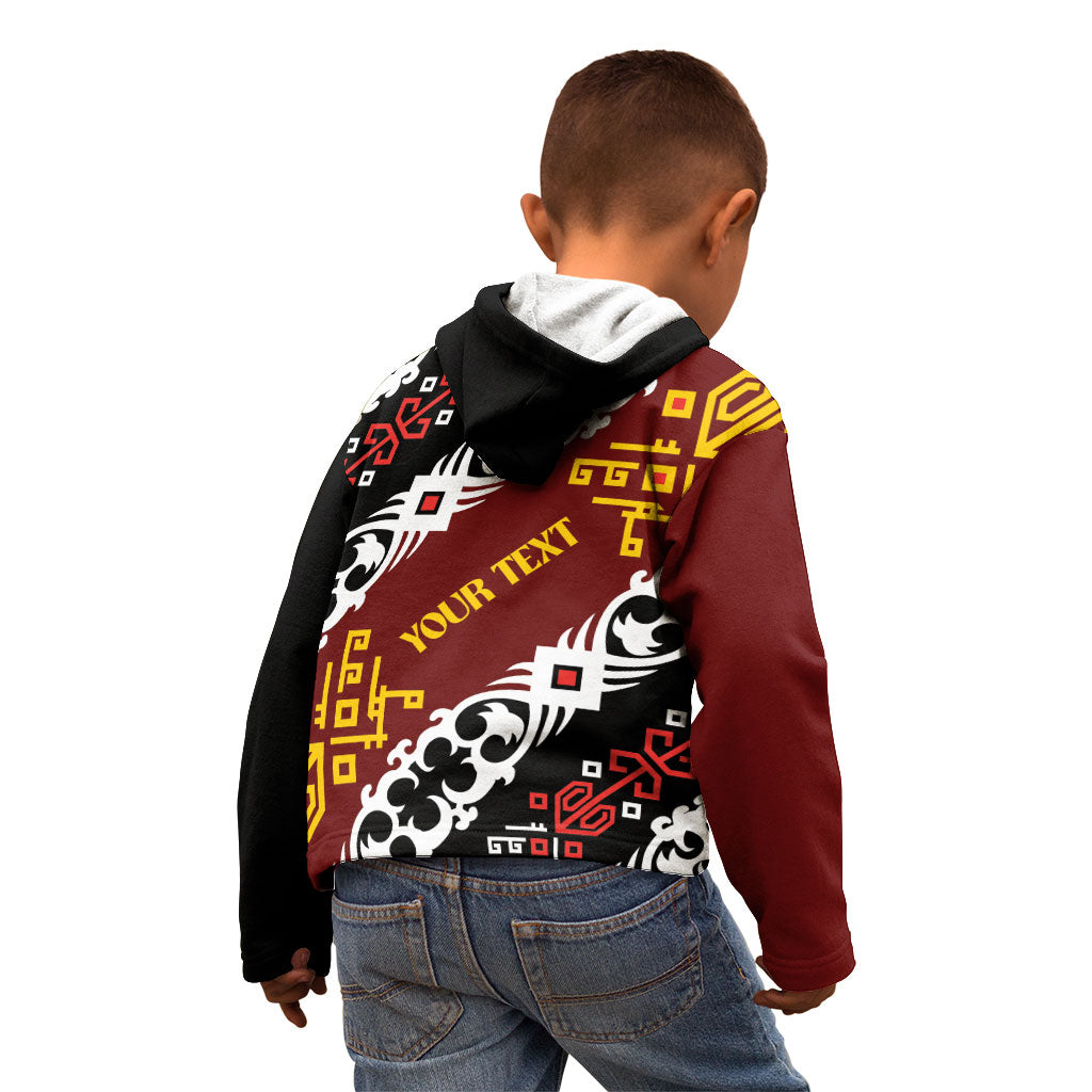 Personalised Papua New Guinea Bird Drum Kid Hoodie Papuan Batik Motif