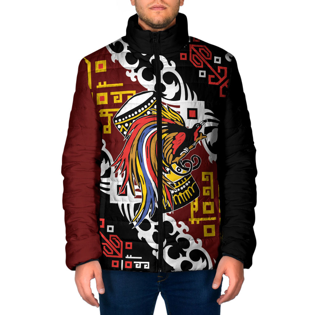 Personalised Papua New Guinea Bird Drum Padded Jacket Papuan Batik Motif
