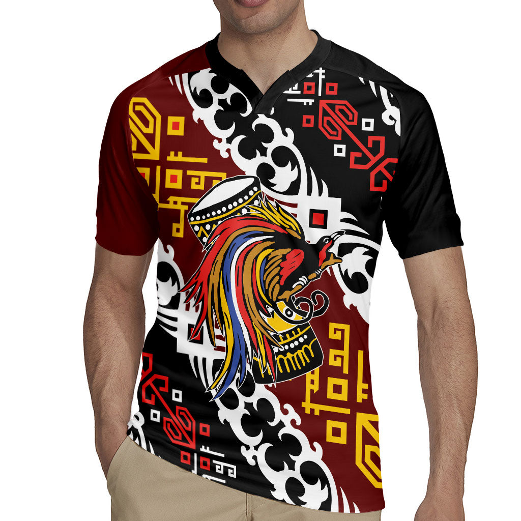 Personalised Papua New Guinea Bird Drum Rugby Jersey Papuan Batik Motif