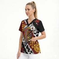 Personalised Papua New Guinea Bird Drum Scrub Top Papuan Batik Motif