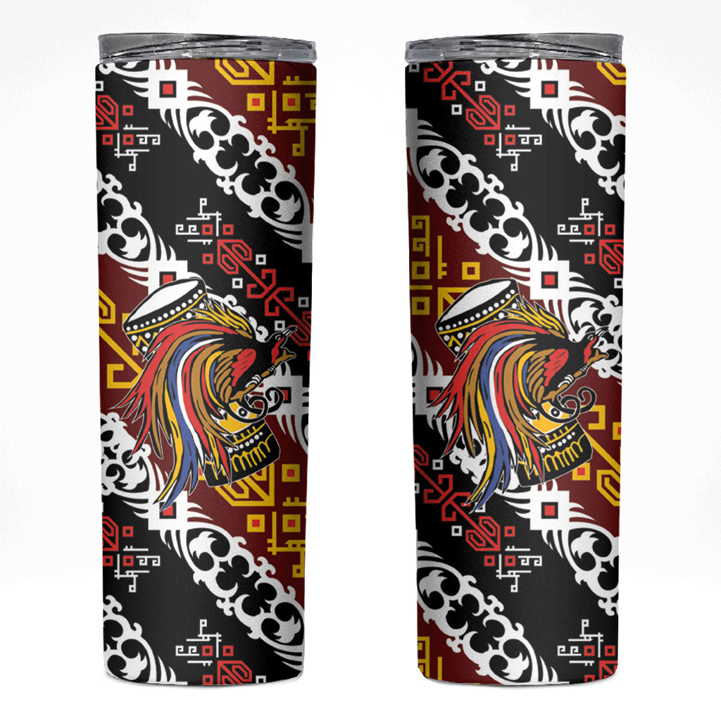 Papua New Guinea Bird Drum Skinny Tumbler Papuan Batik Motif