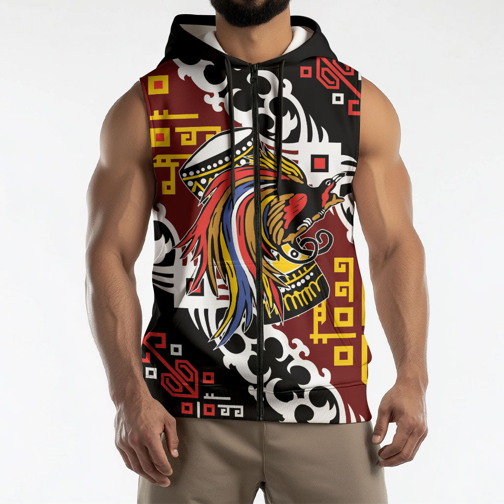 Personalised Papua New Guinea Bird Drum Sleeveless Zip Hoodie Papuan Batik Motif