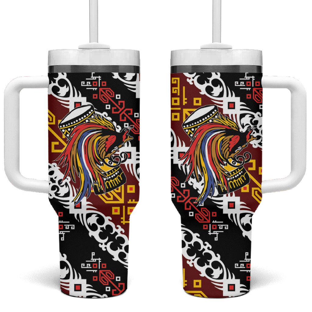 Papua New Guinea Bird Drum Tumbler With Handle Papuan Batik Motif
