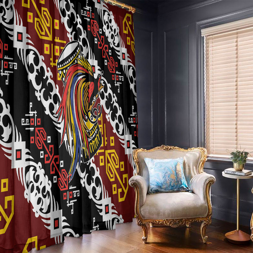Papua New Guinea Bird Drum Window Curtain Papuan Batik Motif