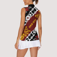 Personalised Papua New Guinea Bird Drum Women Sleeveless Polo Shirt Papuan Batik Motif
