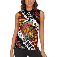 Personalised Papua New Guinea Bird Drum Women Sleeveless Polo Shirt Papuan Batik Motif