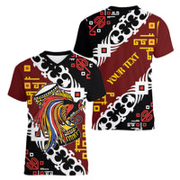 Personalised Papua New Guinea Bird Drum Women V-Neck T-Shirt Papuan Batik Motif