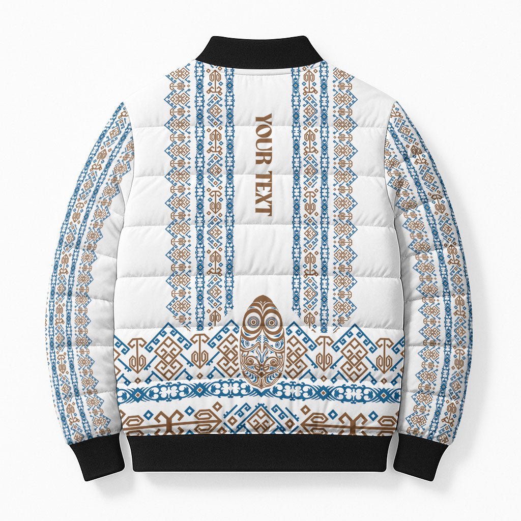 Personalised Papua New Guinea Bird Ethnic Bomber Puffer Jacket Papuan Batik Inspired Pattern