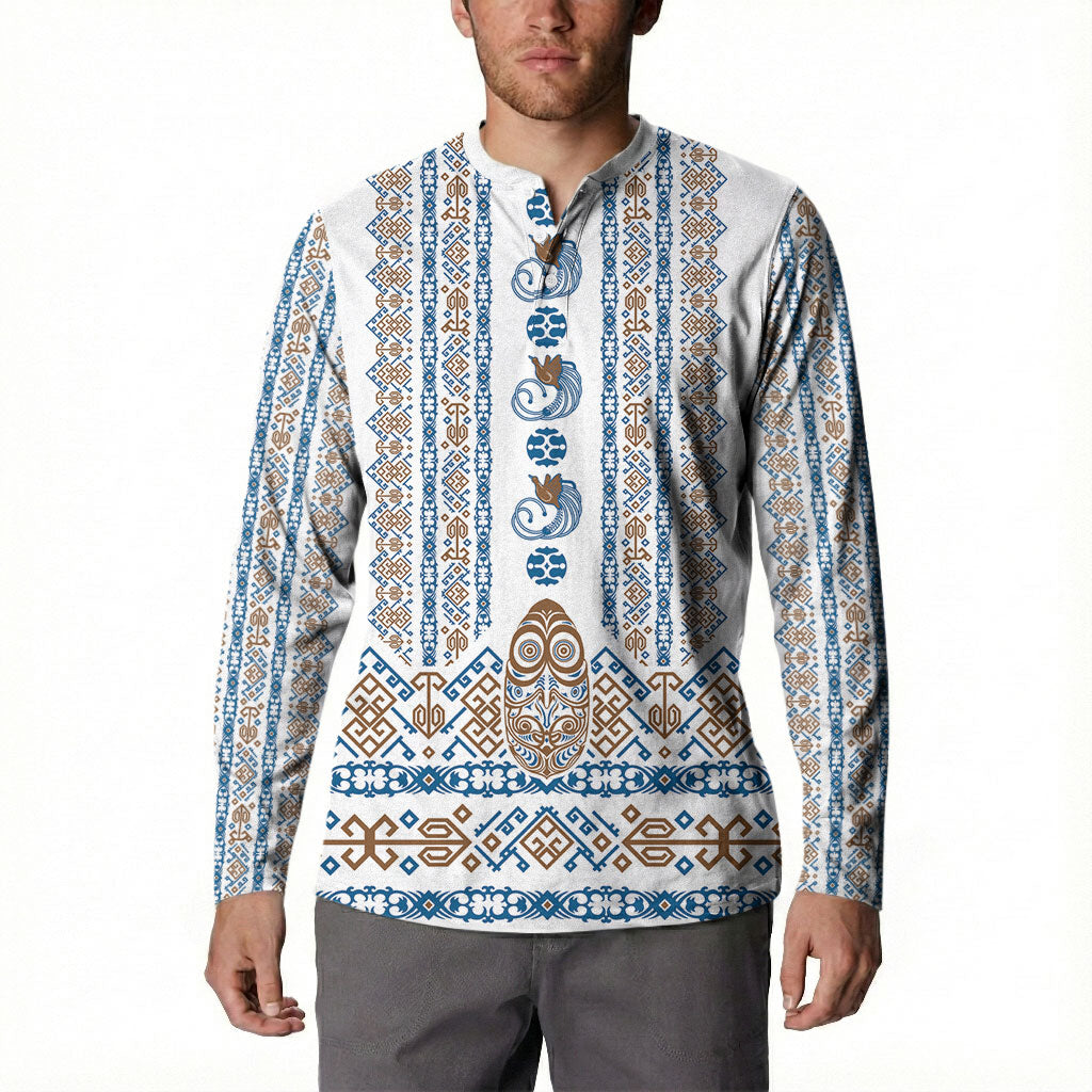 Personalised Papua New Guinea Bird Ethnic Button Sweatshirt Papuan Batik Inspired Pattern