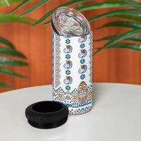 Papua New Guinea Bird Ethnic 4 in 1 Can Cooler Tumbler Papuan Batik Inspired Pattern