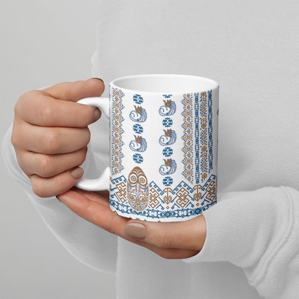 Papua New Guinea Bird Ethnic Ceramic Mug Papuan Batik Inspired Pattern