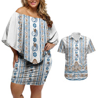 Personalised Papua New Guinea Bird Ethnic Couples Matching Off Shoulder Short Dress and Hawaiian Shirt Papuan Batik Inspired Pattern
