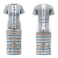 Personalised Papua New Guinea Bird Ethnic Family Matching Short Sleeve Bodycon Dress and Hawaiian Shirt Papuan Batik Inspired Pattern