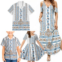 Personalised Papua New Guinea Bird Ethnic Family Matching Summer Maxi Dress and Hawaiian Shirt Papuan Batik Inspired Pattern