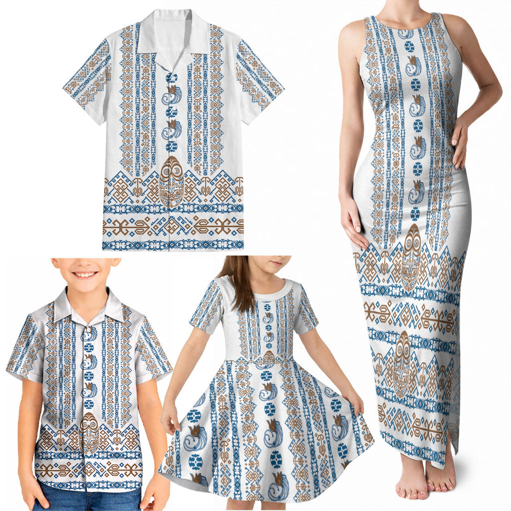 Personalised Papua New Guinea Bird Ethnic Family Matching Tank Maxi Dress and Hawaiian Shirt Papuan Batik Inspired Pattern LT9 - Polynesian Pride