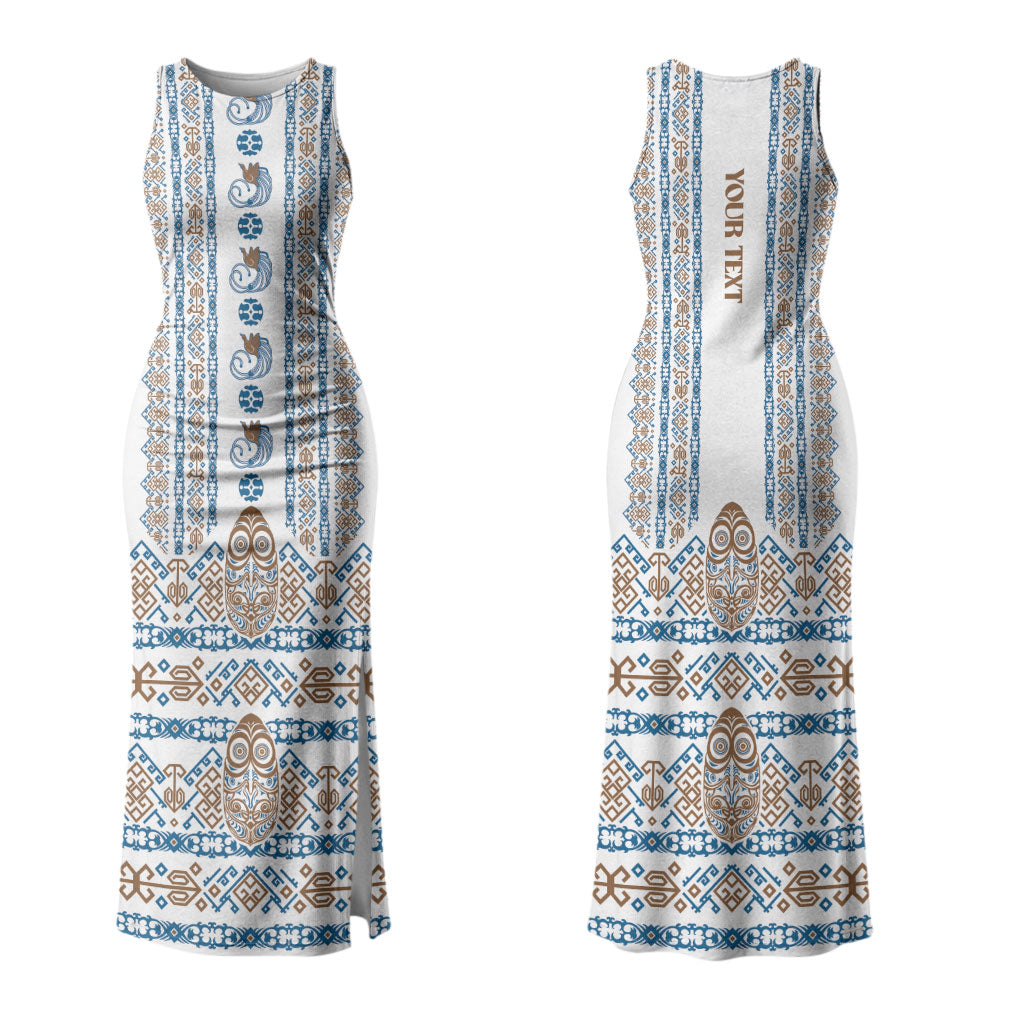 Personalised Papua New Guinea Bird Ethnic Family Matching Tank Maxi Dress and Hawaiian Shirt Papuan Batik Inspired Pattern