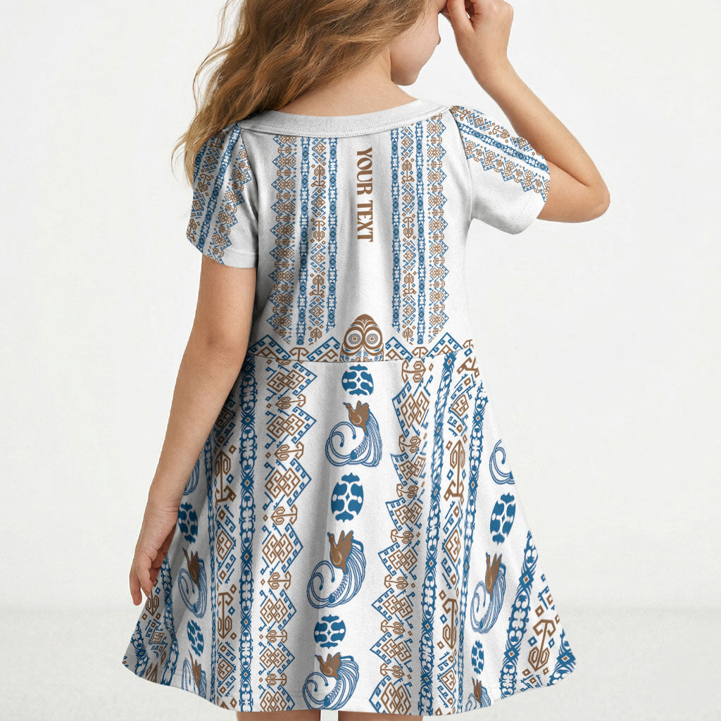 Personalised Papua New Guinea Bird Ethnic Kid Short Sleeve Dress Papuan Batik Inspired Pattern