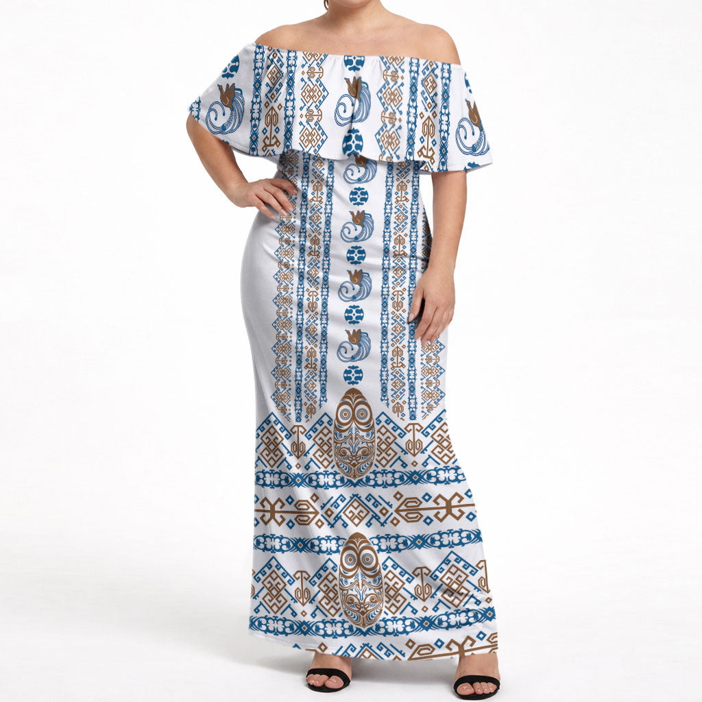 Personalised Papua New Guinea Bird Ethnic Off Shoulder Maxi Dress Papuan Batik Inspired Pattern