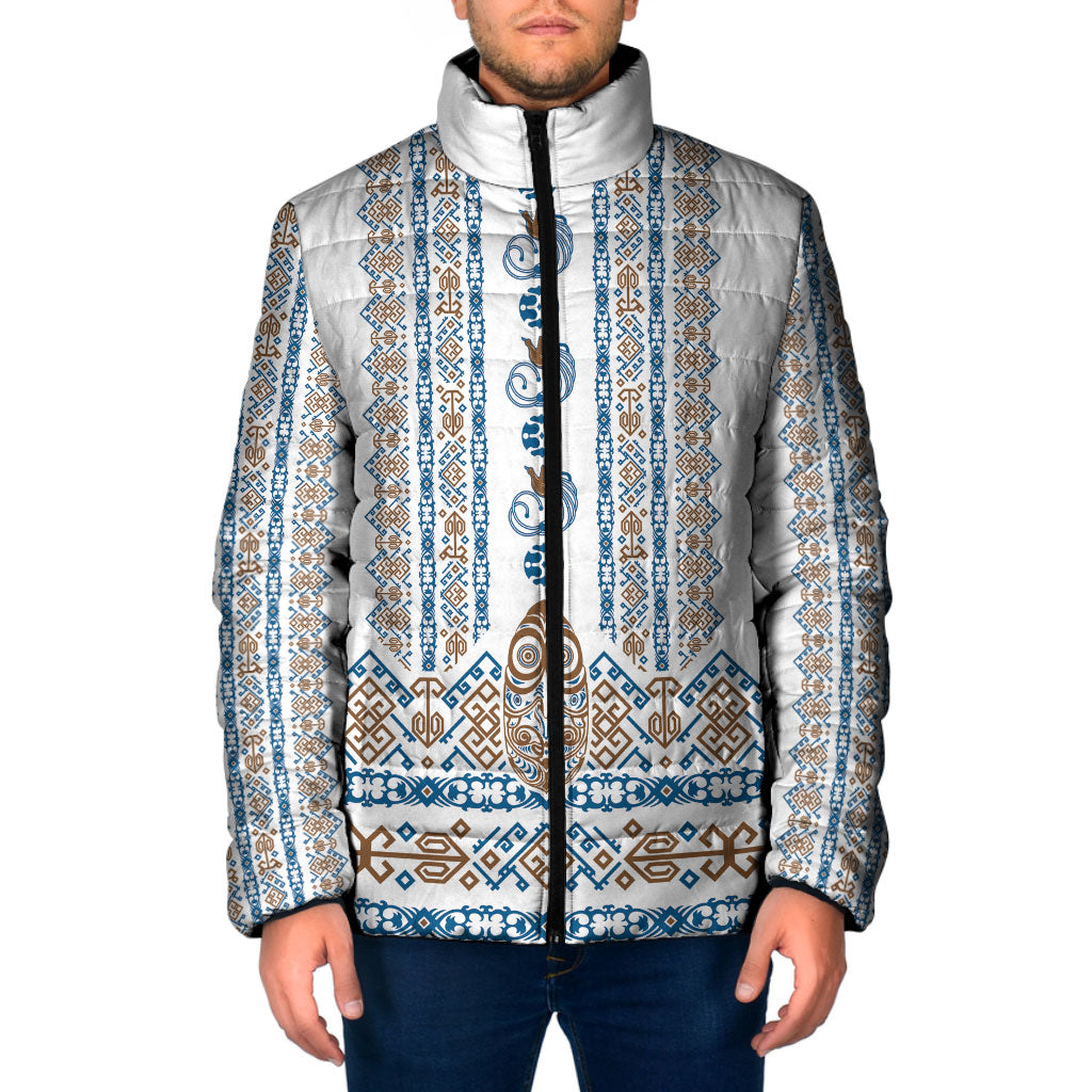 Personalised Papua New Guinea Bird Ethnic Padded Jacket Papuan Batik Inspired Pattern