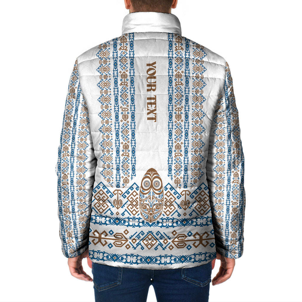 Personalised Papua New Guinea Bird Ethnic Padded Jacket Papuan Batik Inspired Pattern