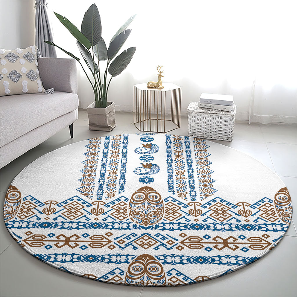 Papua New Guinea Bird Ethnic Round Carpet Papuan Batik Inspired Pattern