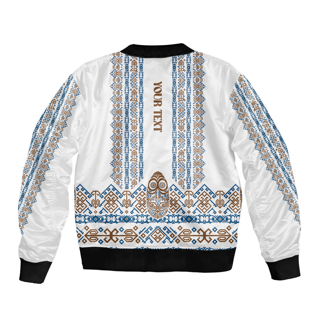 Personalised Papua New Guinea Bird Ethnic Sleeve Zip Bomber Jacket Papuan Batik Inspired Pattern