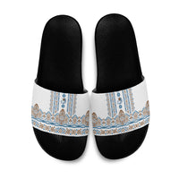Papua New Guinea Bird Ethnic Slide Sandals Papuan Batik Inspired Pattern