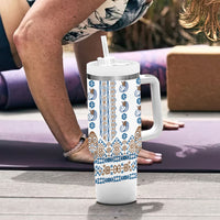 Papua New Guinea Bird Ethnic Tumbler With Handle Papuan Batik Inspired Pattern