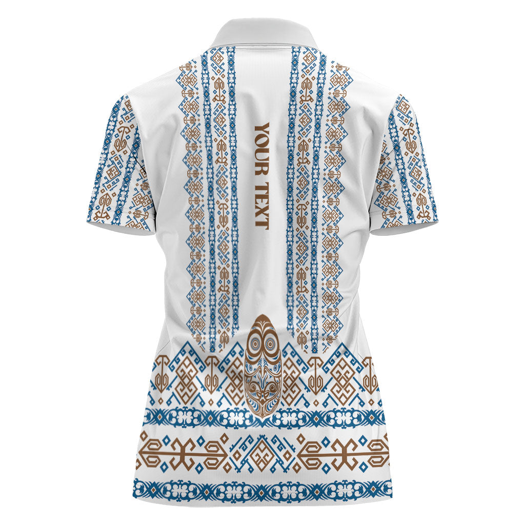 Personalised Papua New Guinea Bird Ethnic Women Polo Shirt Papuan Batik Inspired Pattern