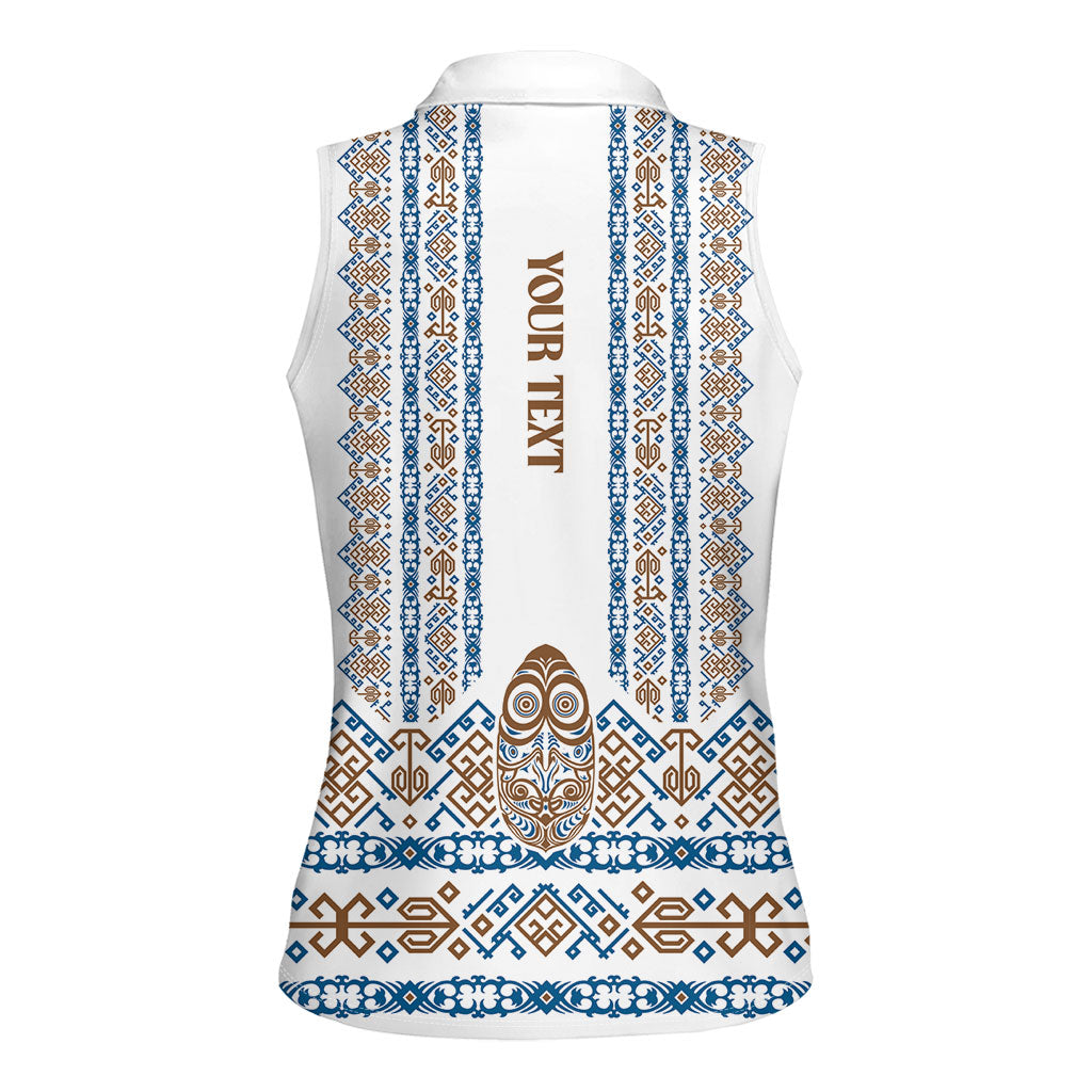 Personalised Papua New Guinea Bird Ethnic Women Sleeveless Polo Shirt Papuan Batik Inspired Pattern