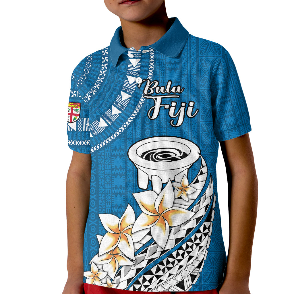 Bula Fiji Kid Polo Shirt Kava Bowl Tapa Tribal LT9 Kid Blue - Polynesian Pride