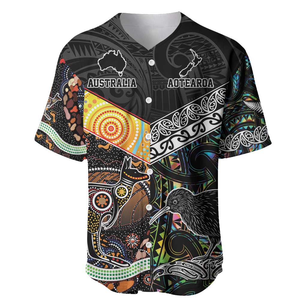 New Zealand and Australia Baseball Jersey Maori Mix Aboriginal Art Style