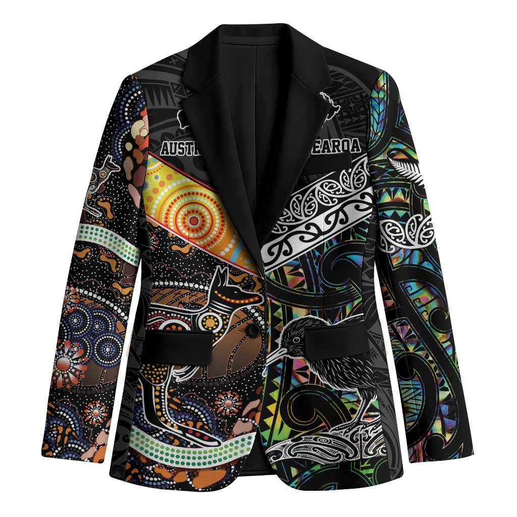 Australia New Zealand Personalised Blazer Maori Aboriginal Art Style LT9 Unisex Black - Polynesian Pride