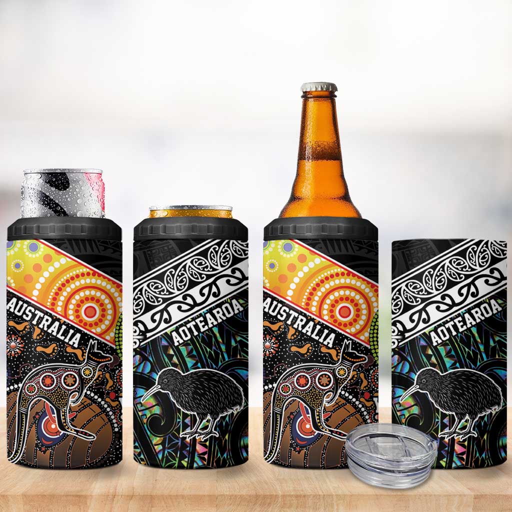 New Zealand and Australia Can Cooler Tumbler Maori Mix Aboriginal Art Style