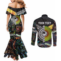 New Zealand and Australia Couples Matching Mermaid Dress and Long Sleeve Button Shirt Maori Mix Aboriginal Art Style