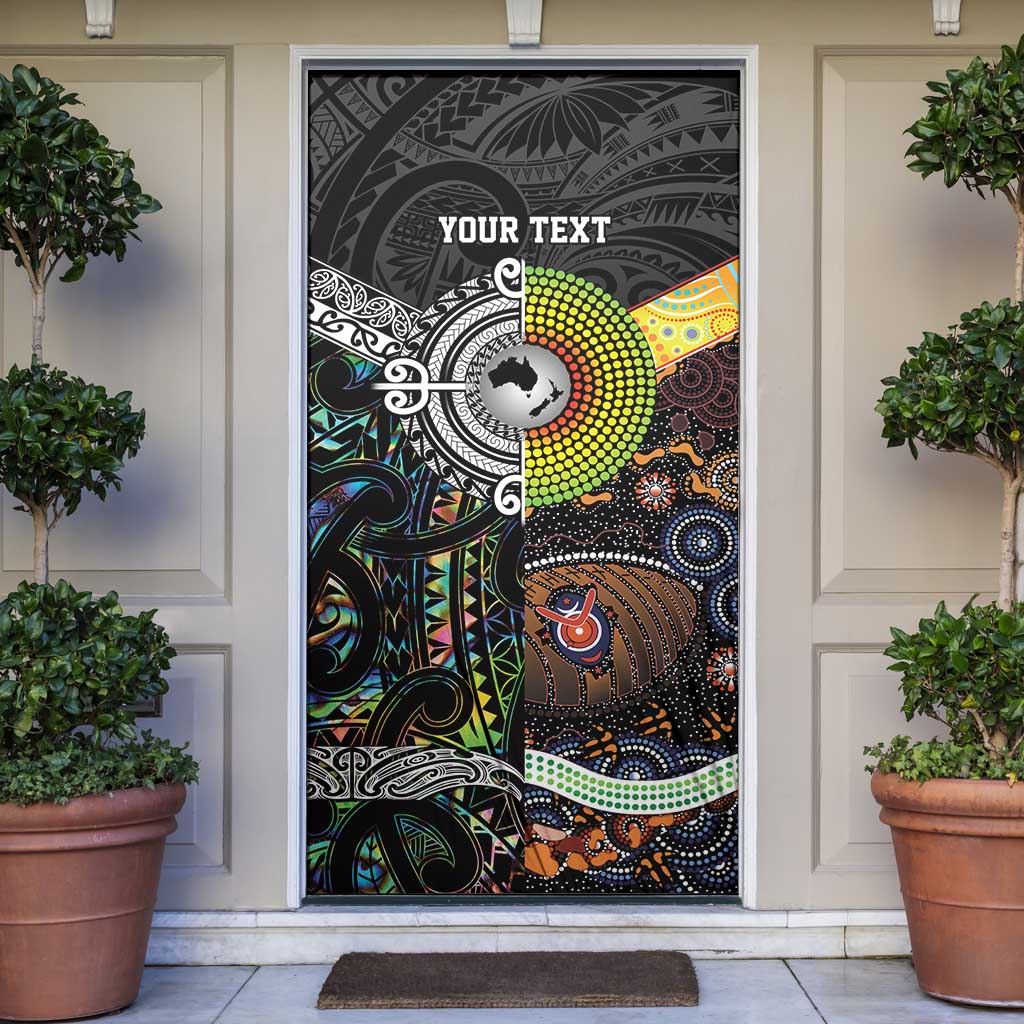 Australia New Zealand Personalised Door Cover Maori Aboriginal Art Style - Polynesian Pride