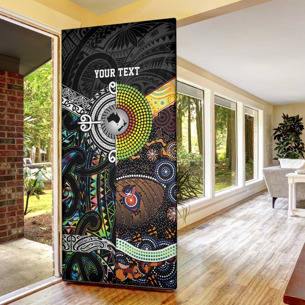 Australia New Zealand Personalised Door Cover Maori Aboriginal Art Style - Polynesian Pride